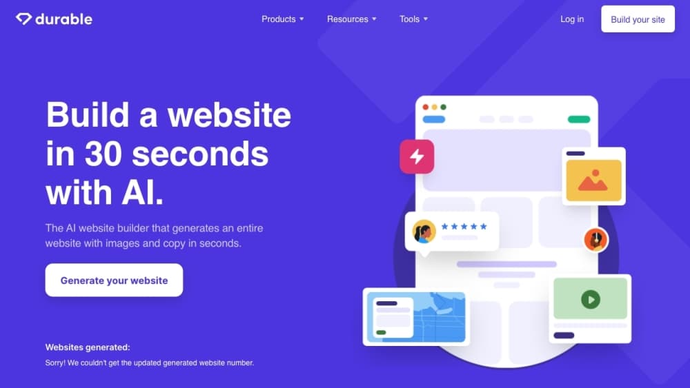 Durable AI Website Builder and Small Business Software 미리보기