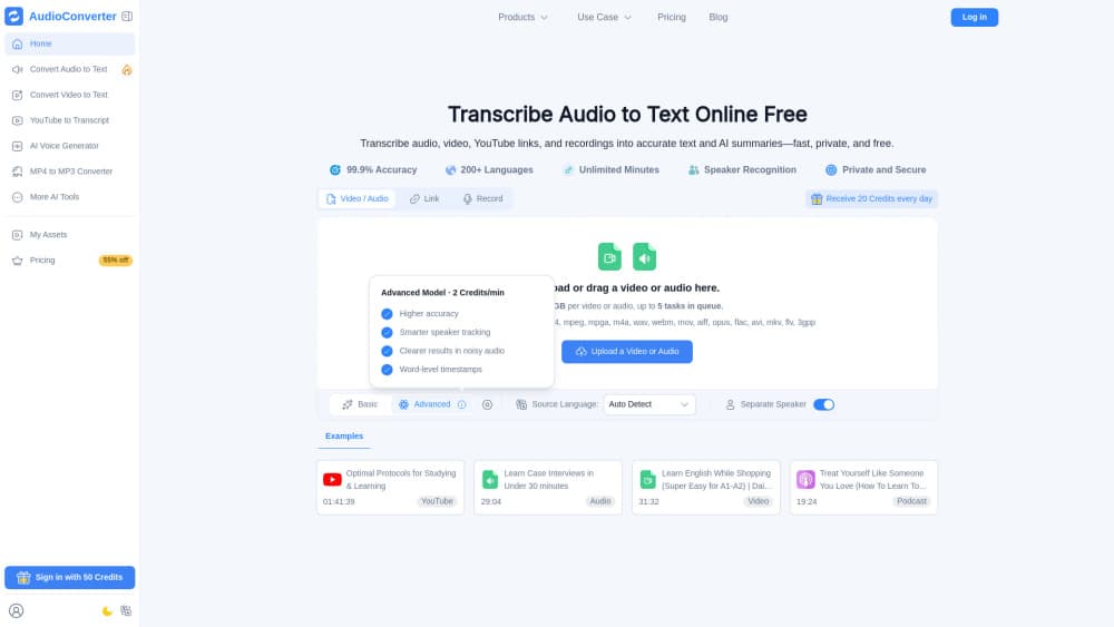 Transcribe Audio to Text 미리보기