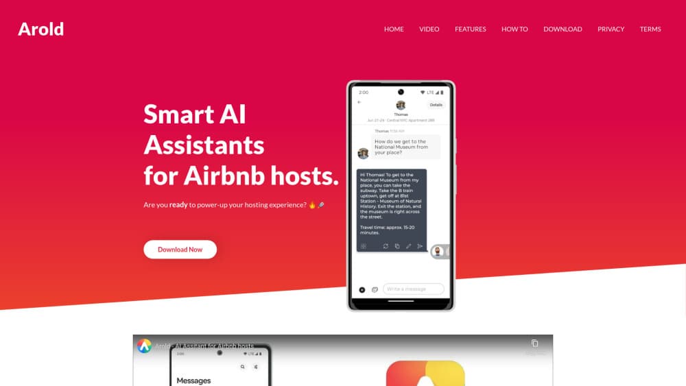 Arold AI Assistant for Airbnb 的介面預覽