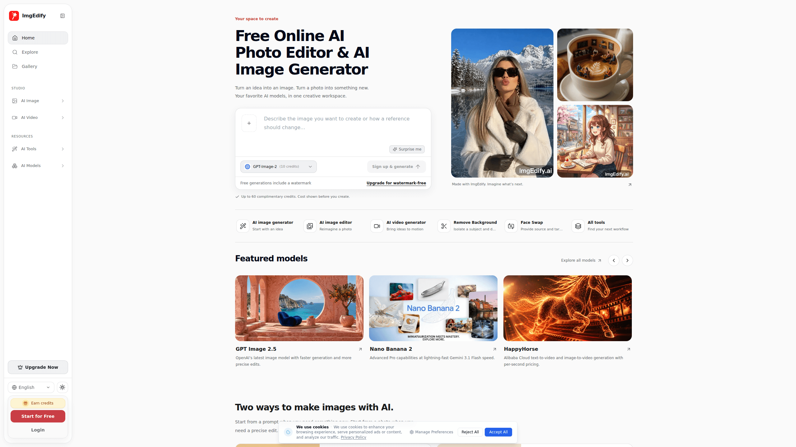 Aperçu de l'interface de Imgedify