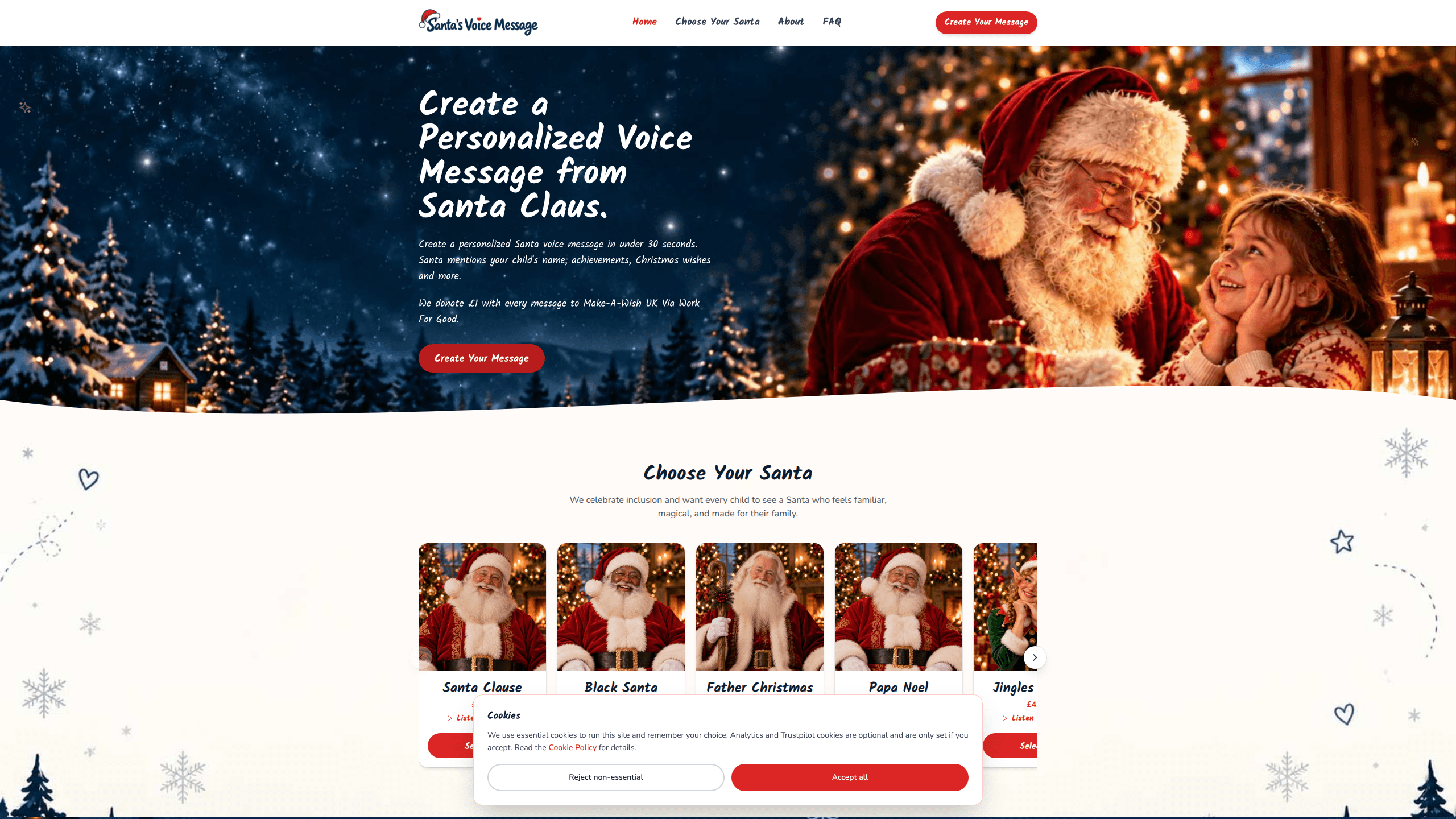Interface preview of Santas Voice Message