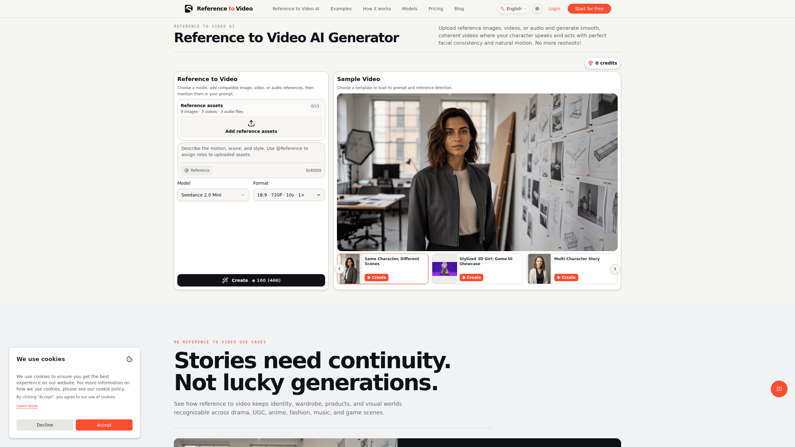 Interface preview of Reference To Video