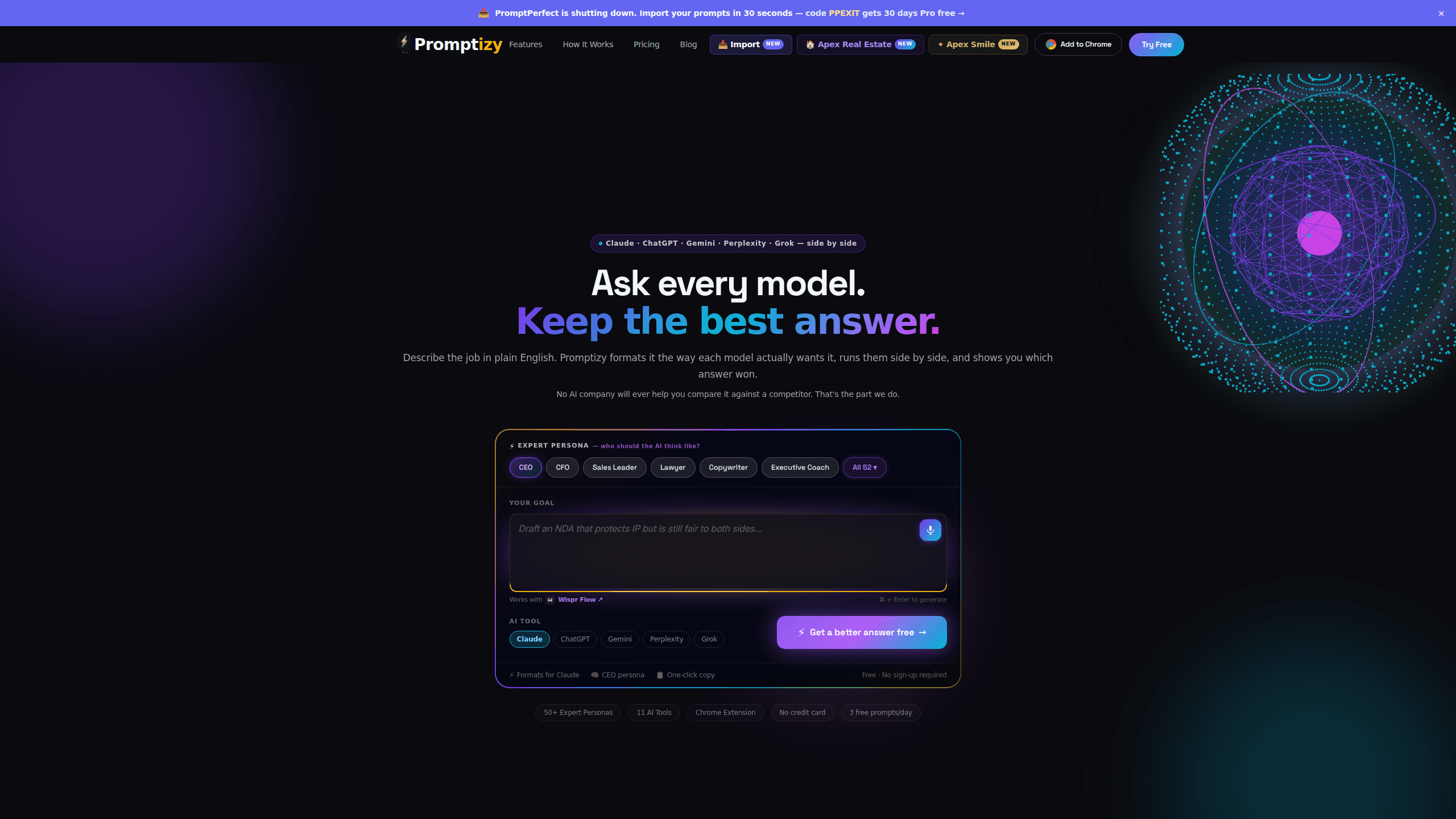 Interface preview of Promptizy