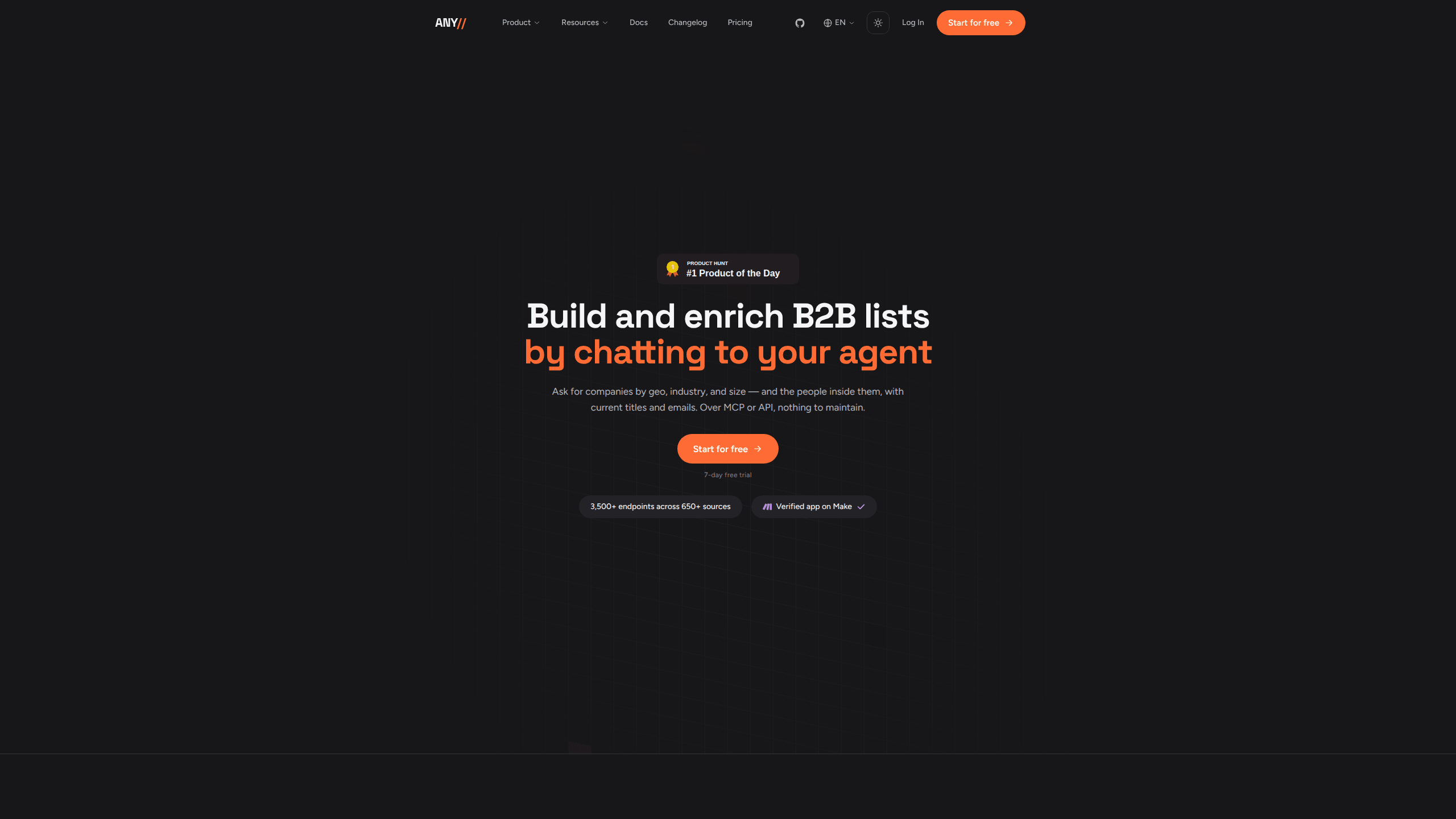 Interface preview of Anysite.io