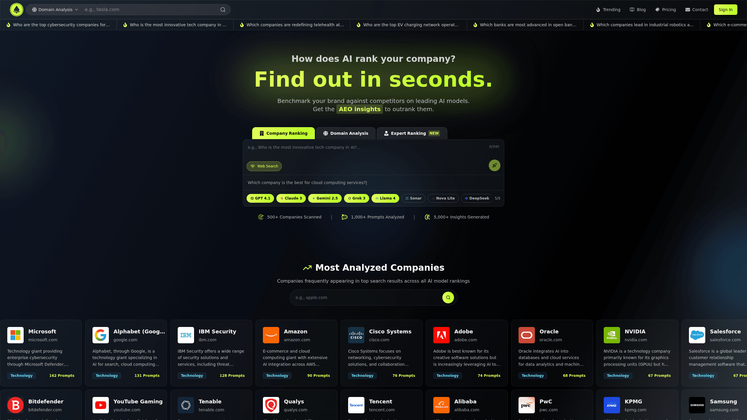 Interface preview of Visibilityrank