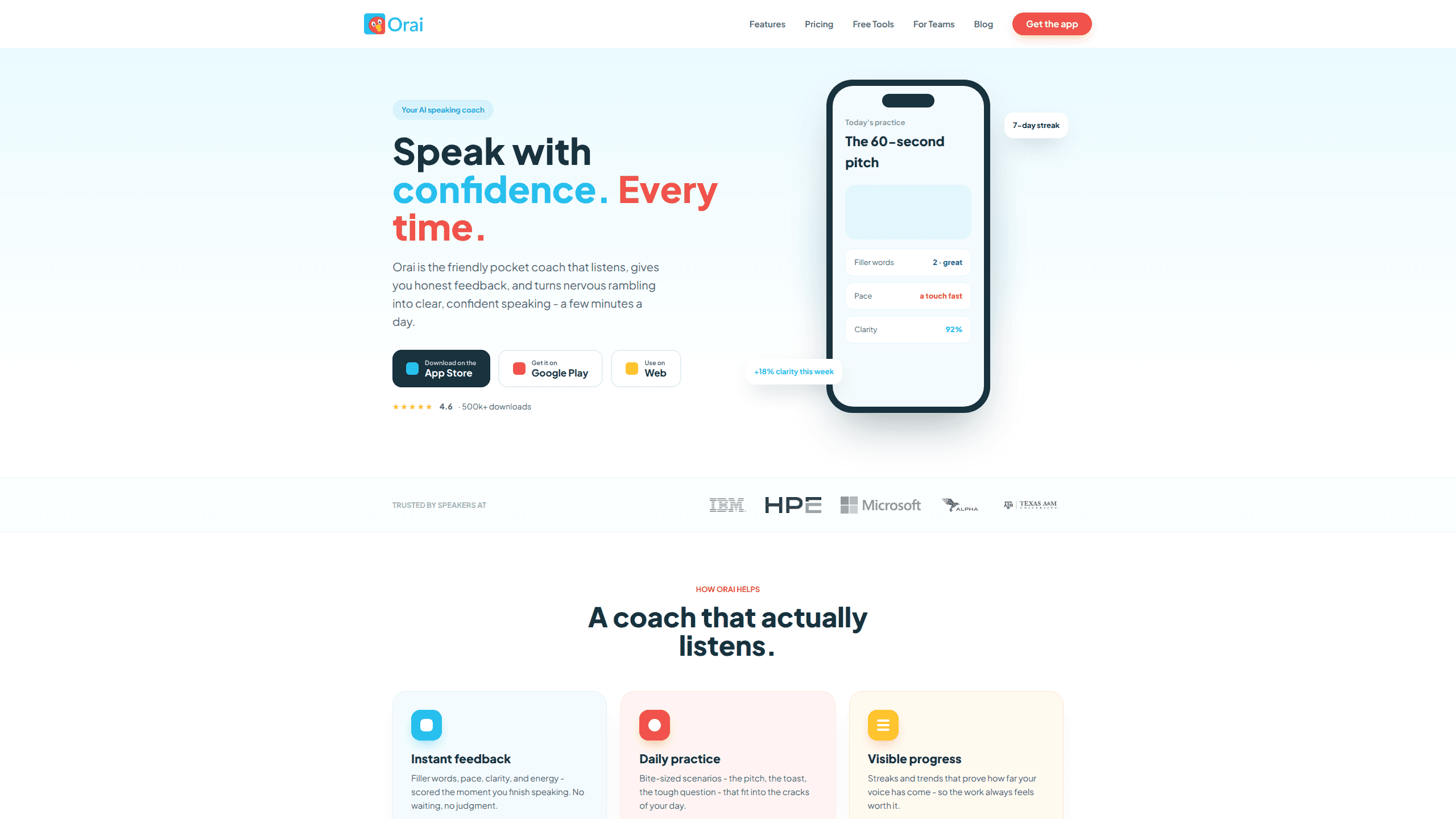 Interface preview of Orai Com