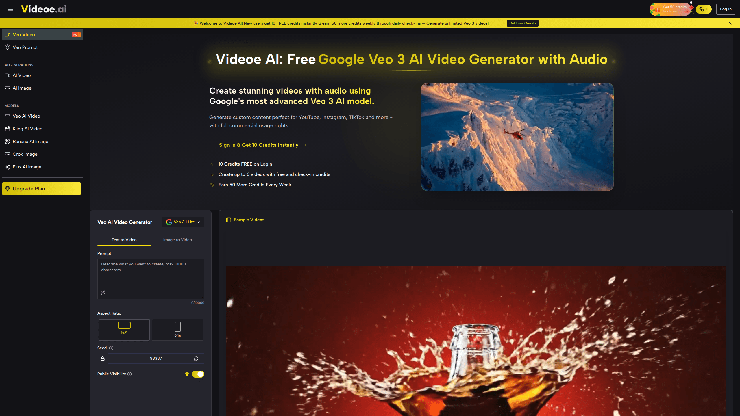 Interface preview of Veoe AI Video Agent