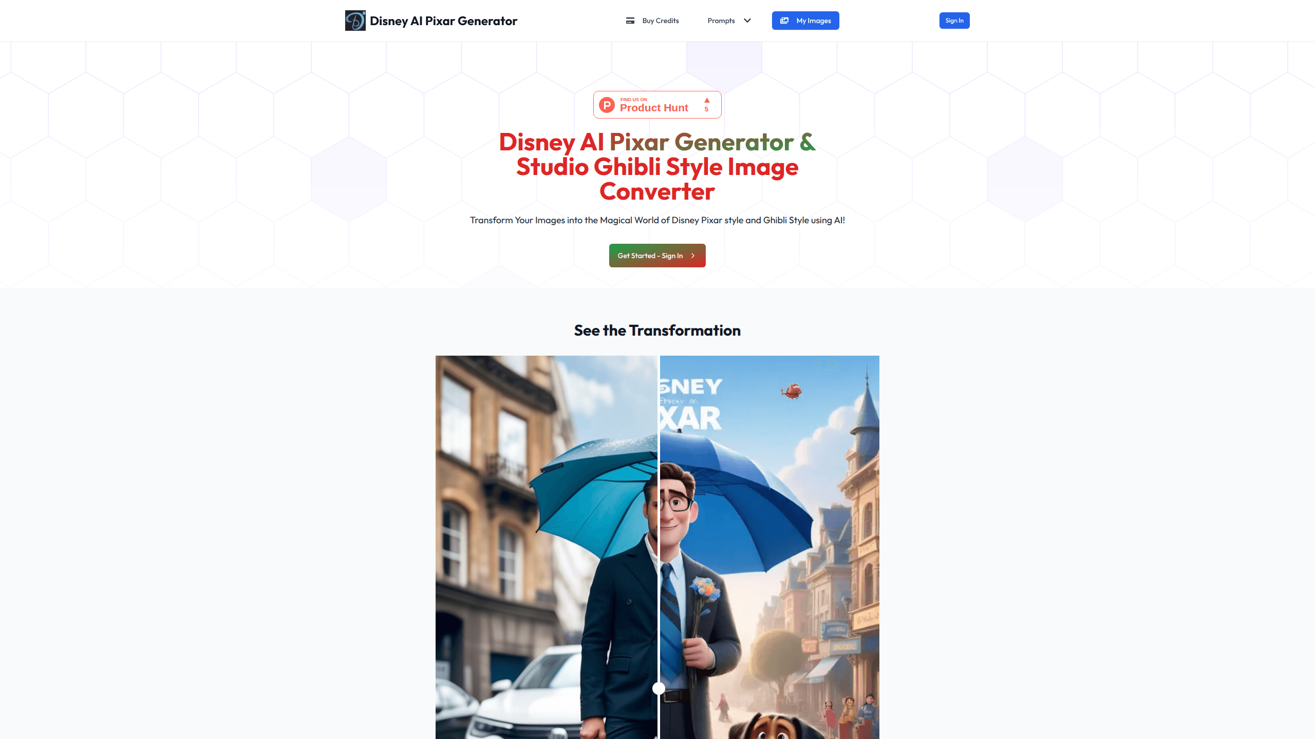 Interface preview of Disney Pixar AI Image Generator
