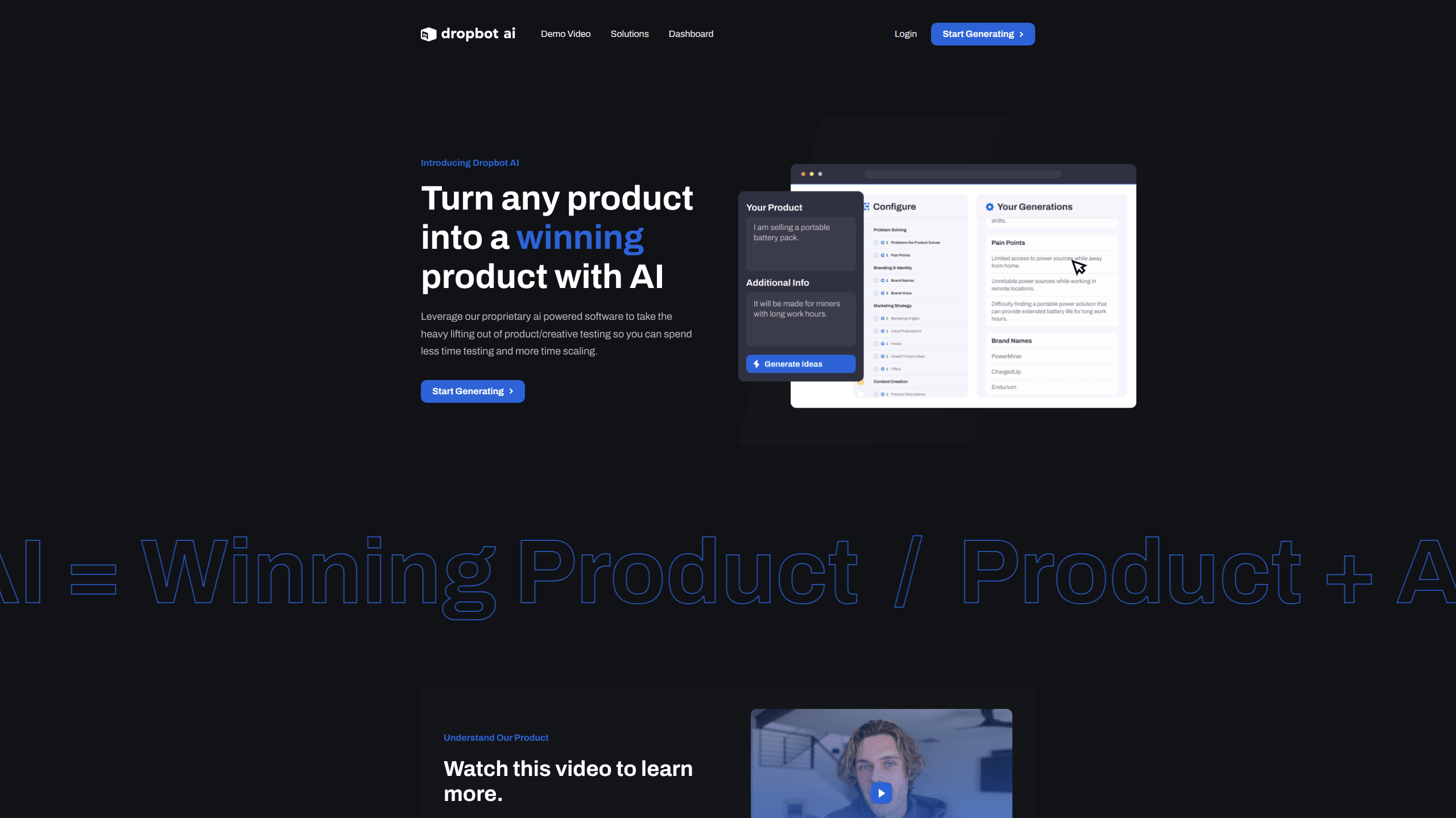 Interface preview of Dropbotai Com
