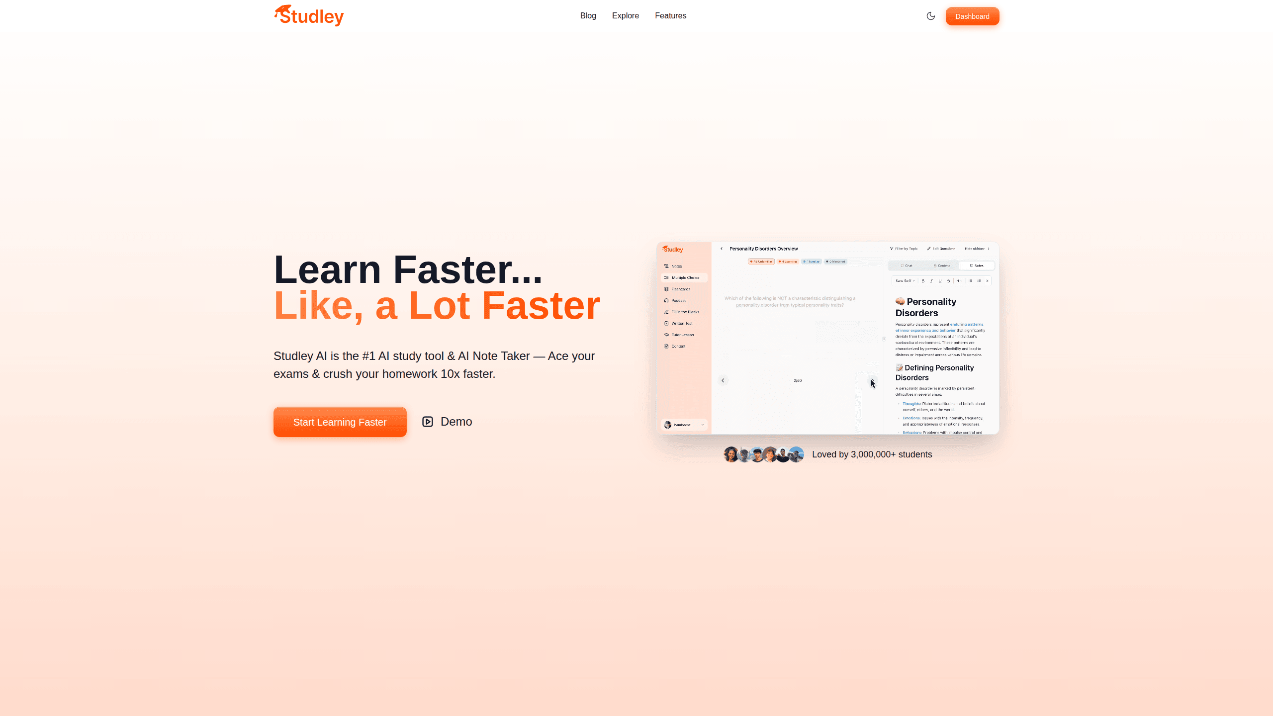 Interface preview of Studley AI
