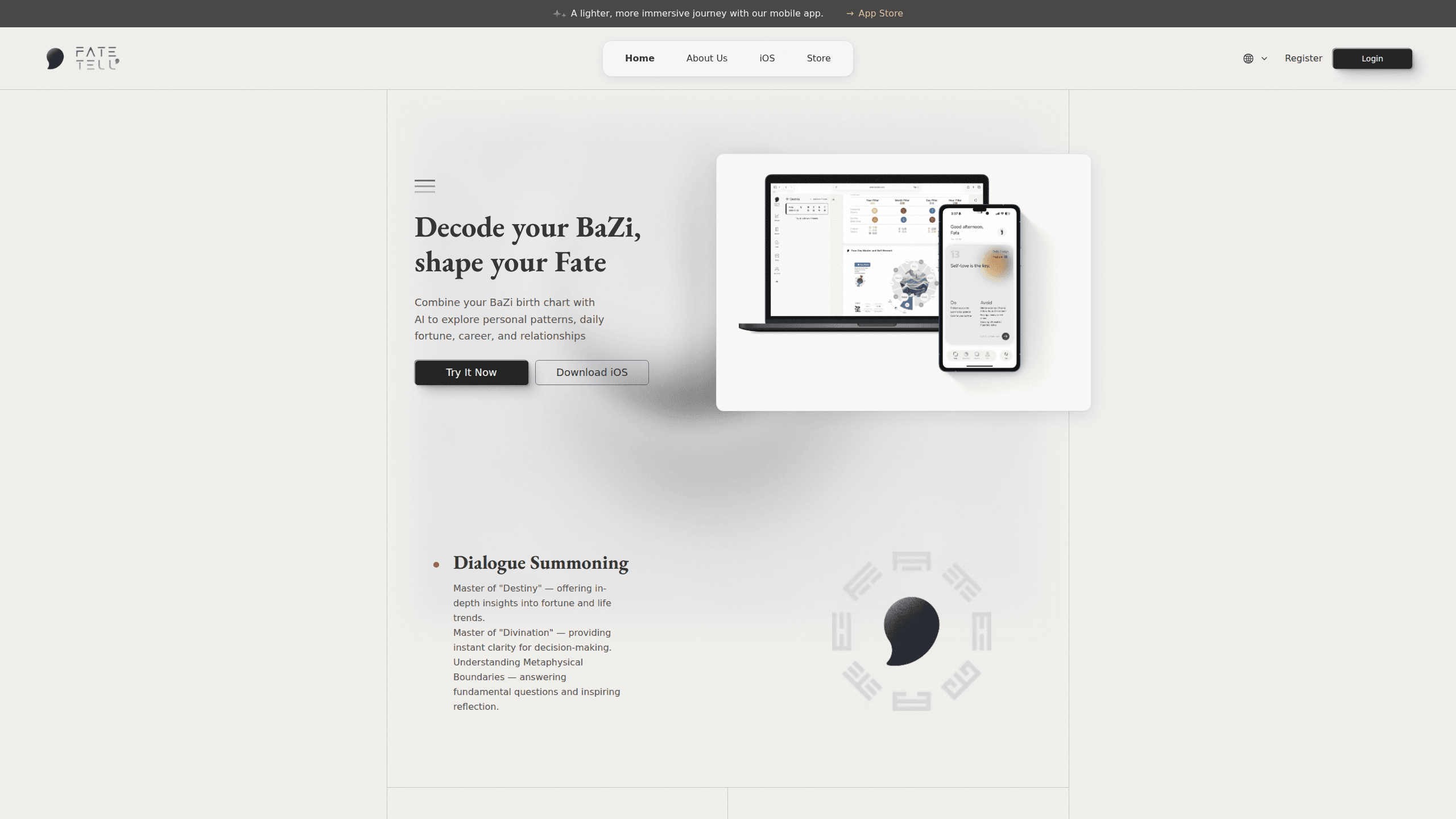 Interface preview of Fatetell