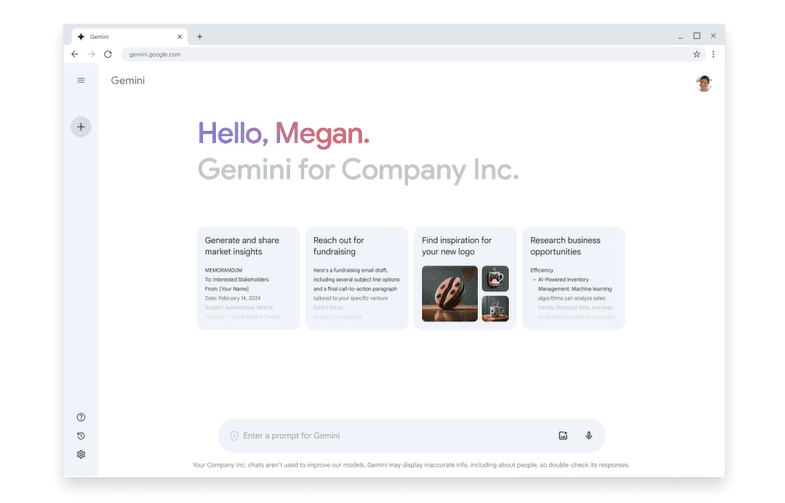 Interface preview of Google Gemini