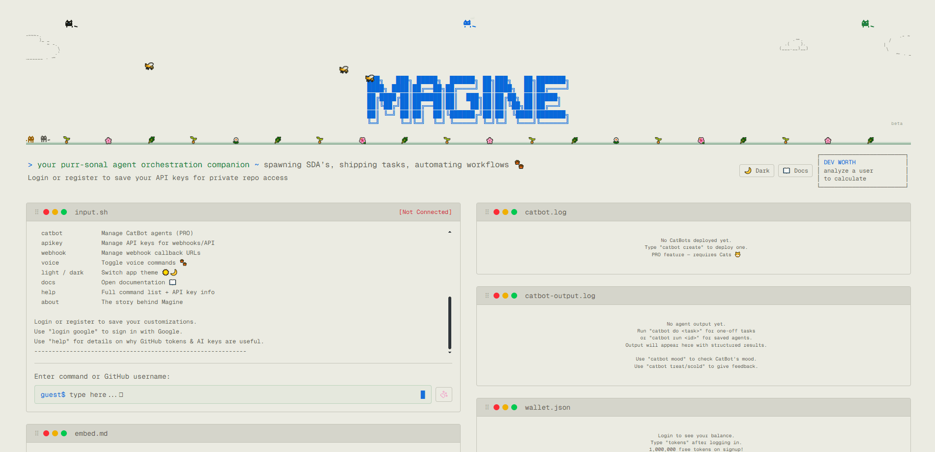 Interface preview of Magine