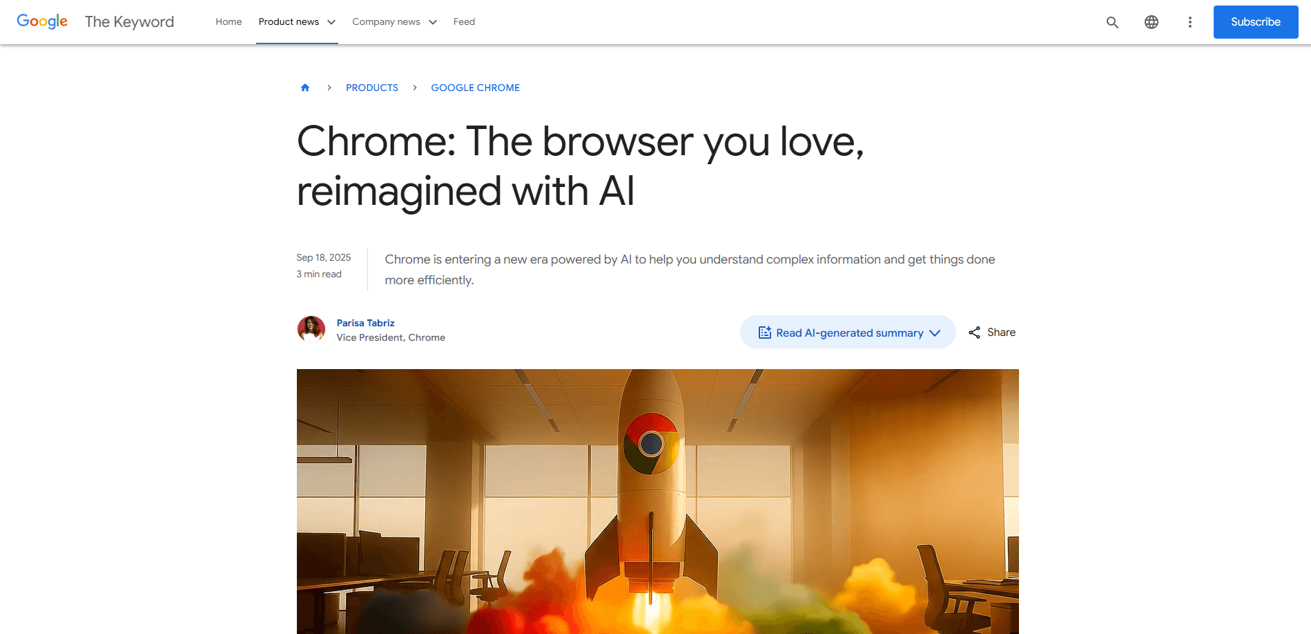 Google Chrome with AI 미리보기