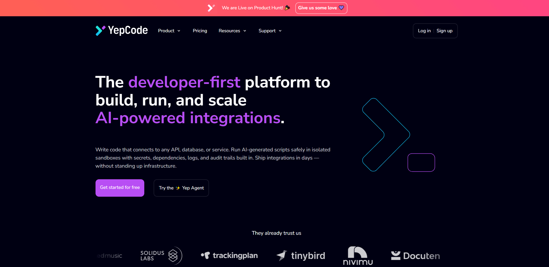 Interface preview of YepCode