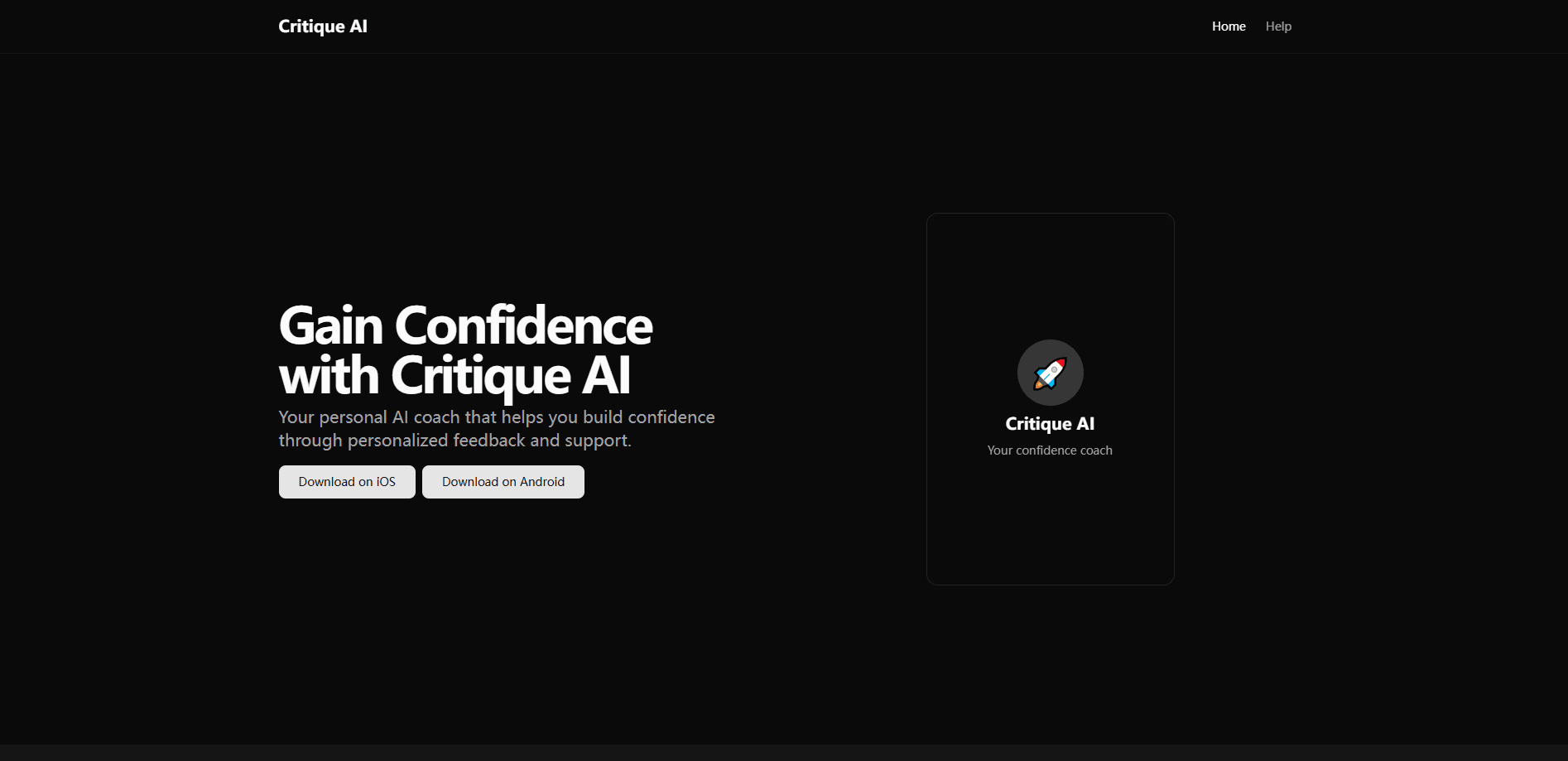 Interface preview of Critique AI