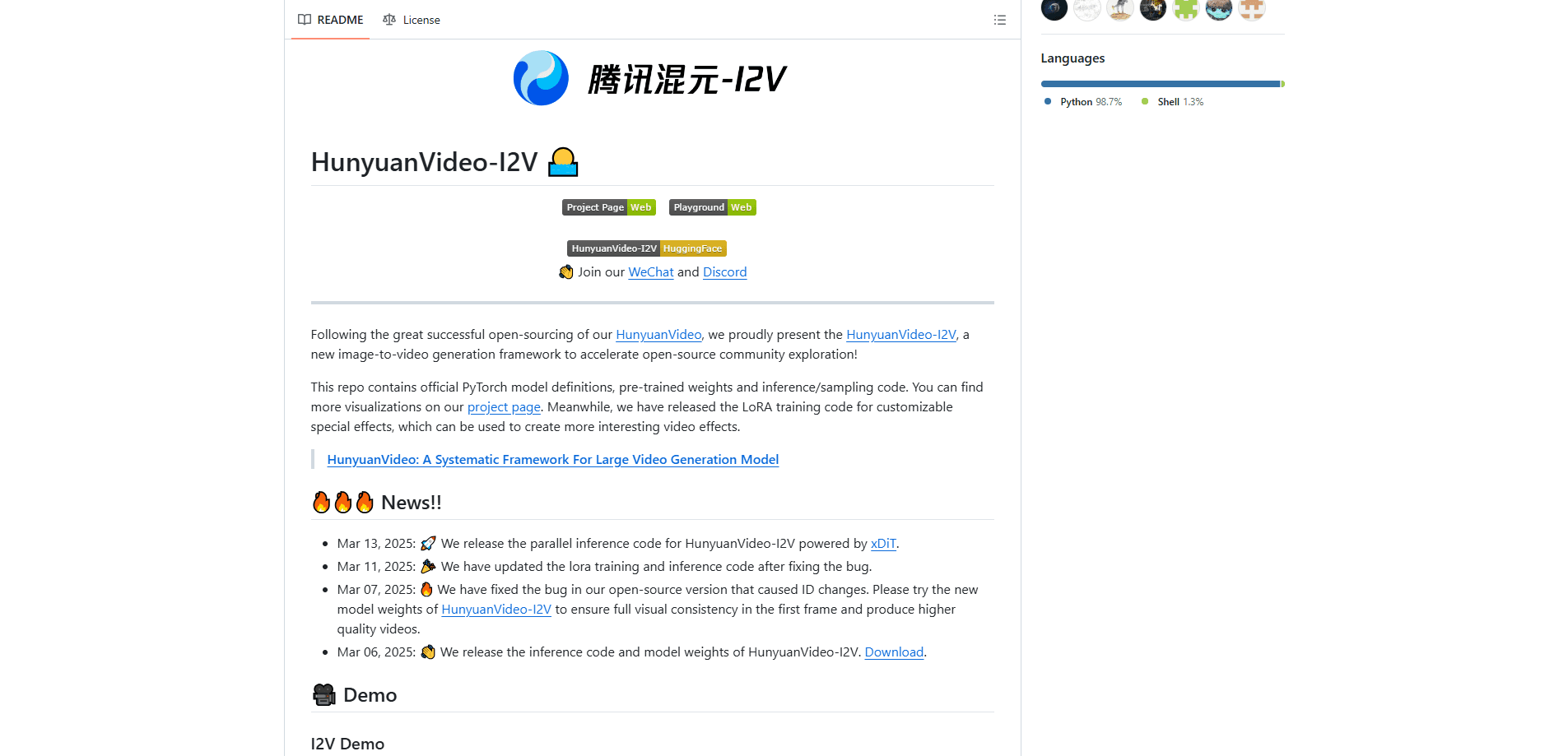 Interface preview of HunyuanVideo-I2V