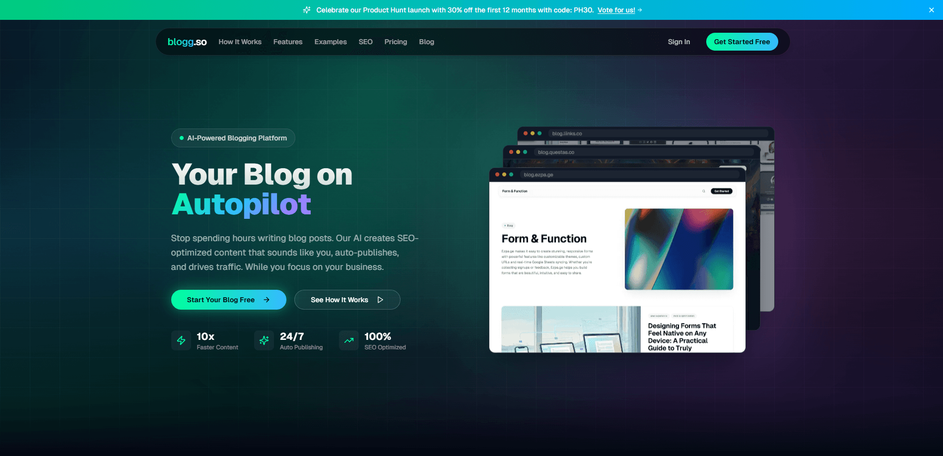 Interface preview of blogg.so