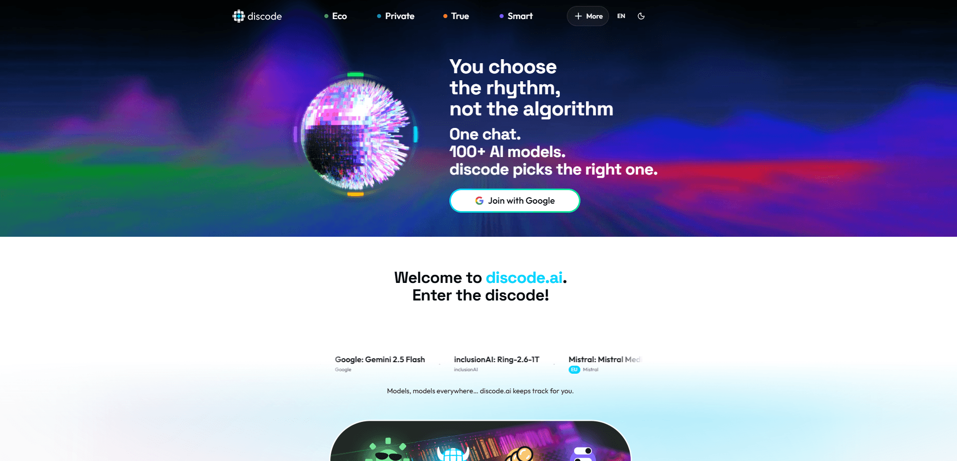 Vorschau der Oberfläche von discode.ai
