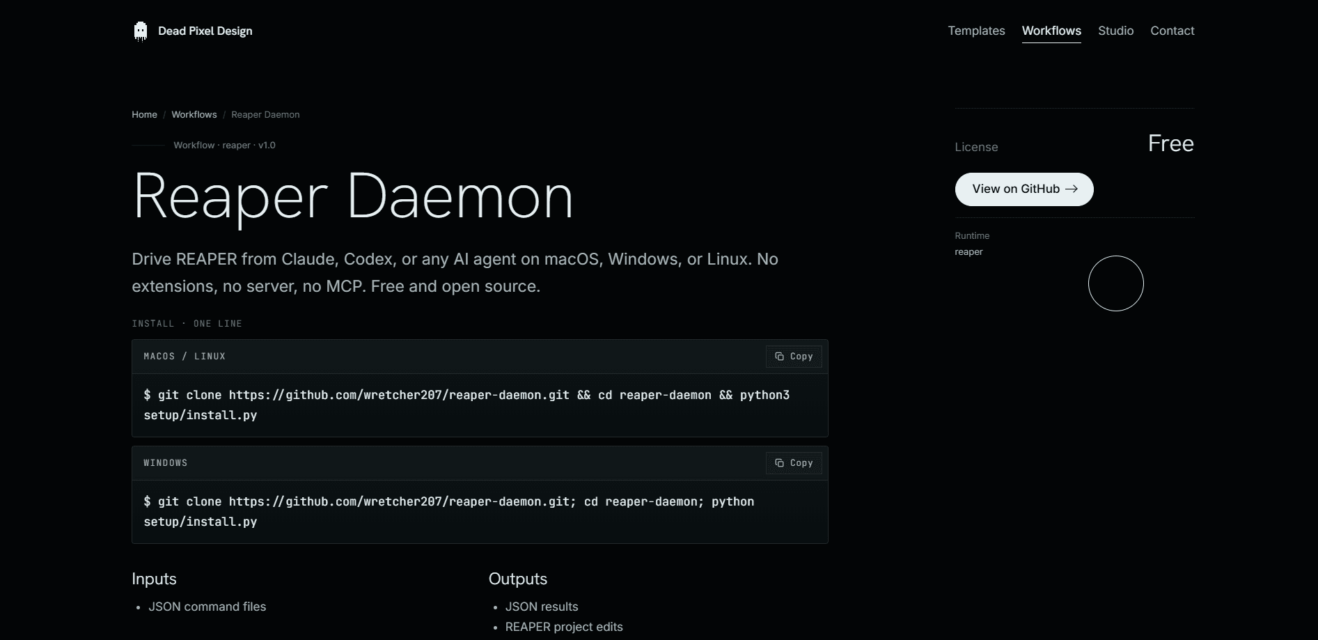 REAPER Daemon 미리보기