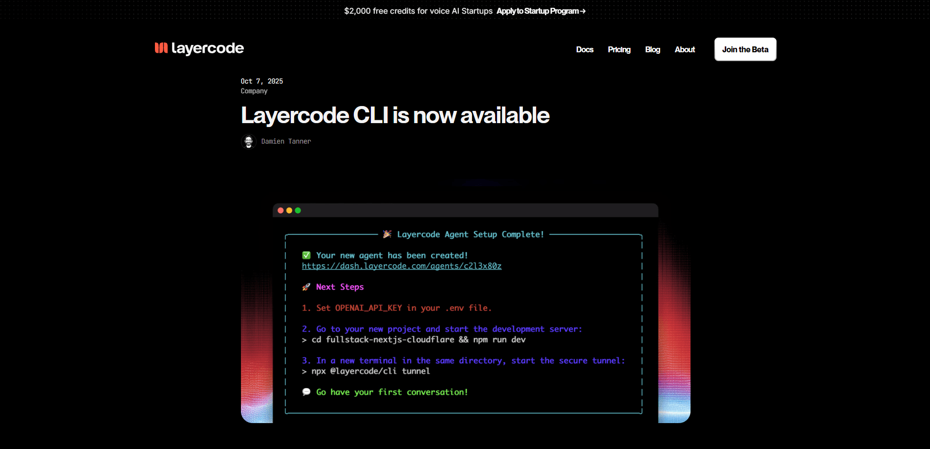 Layercode CLI 미리보기
