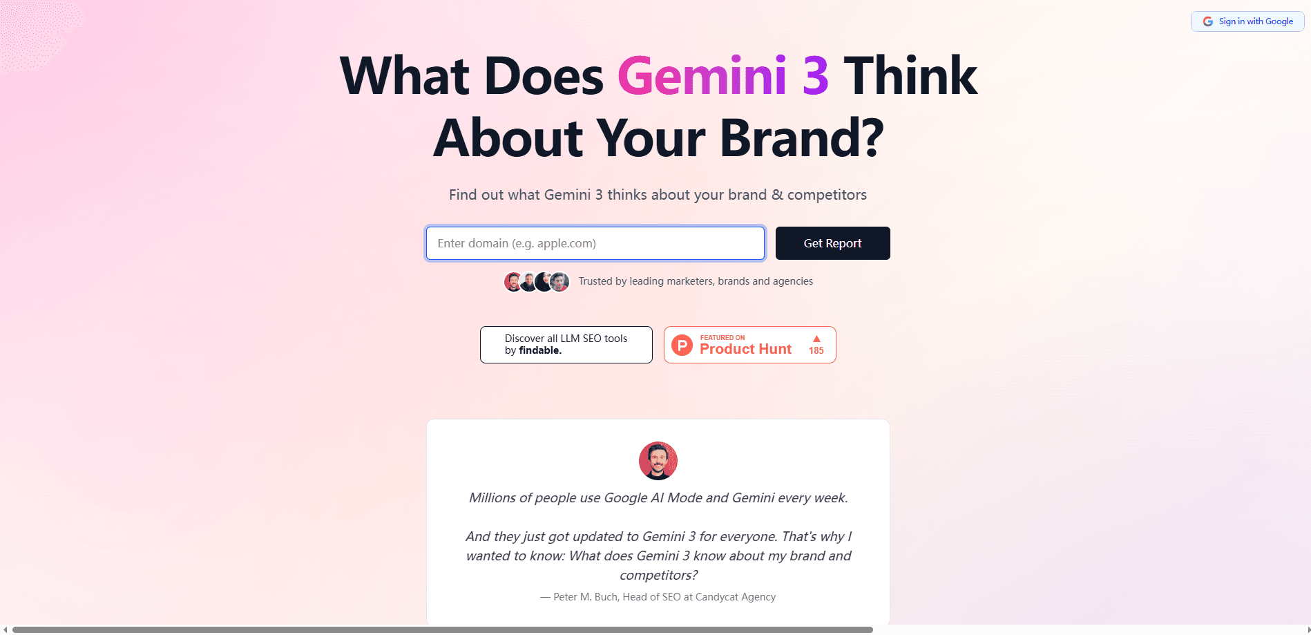 Interface preview of Gemini 3 Brand Audit