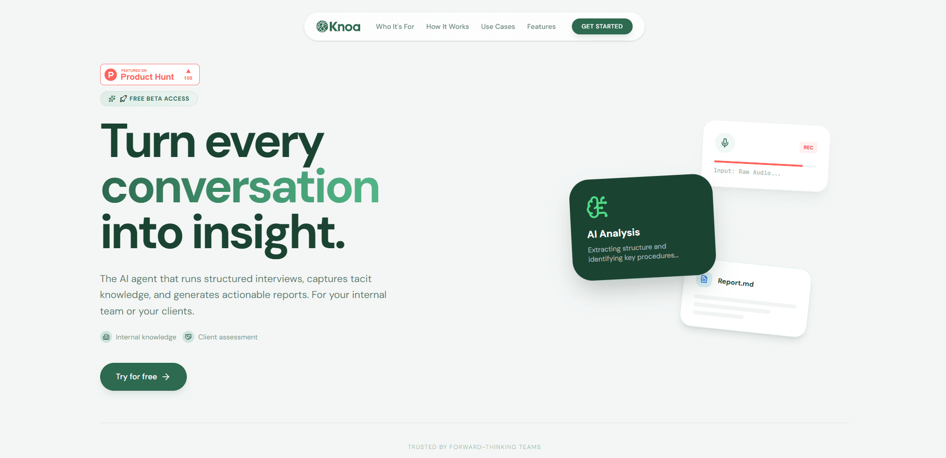 Interface preview of KNOA