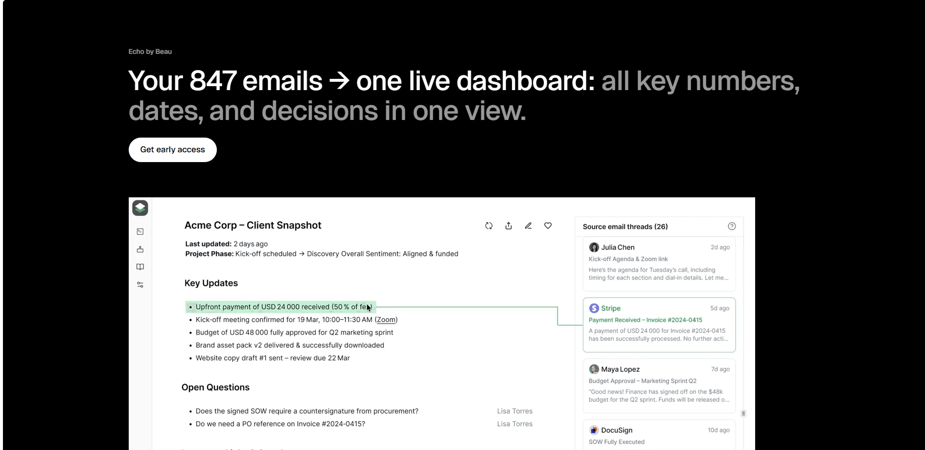Interface preview of echo