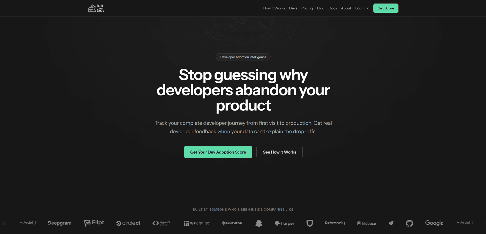 Vista previa de la interfaz de Built for Devs