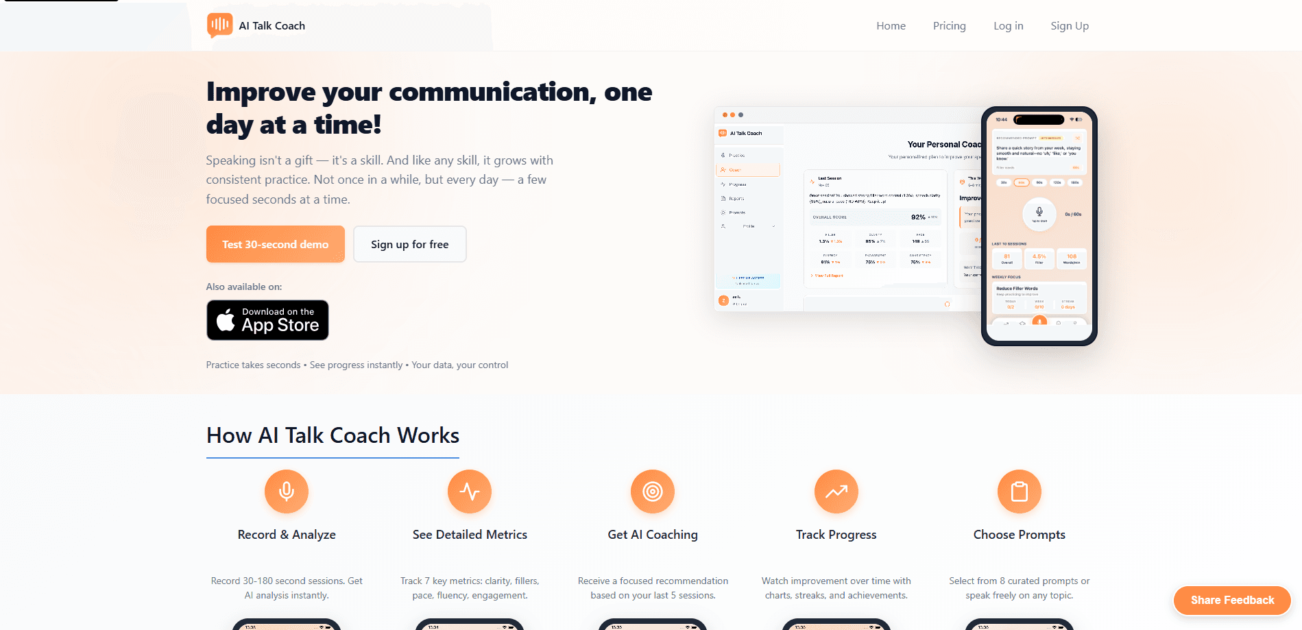 AI Talk Coach の画面プレビュー