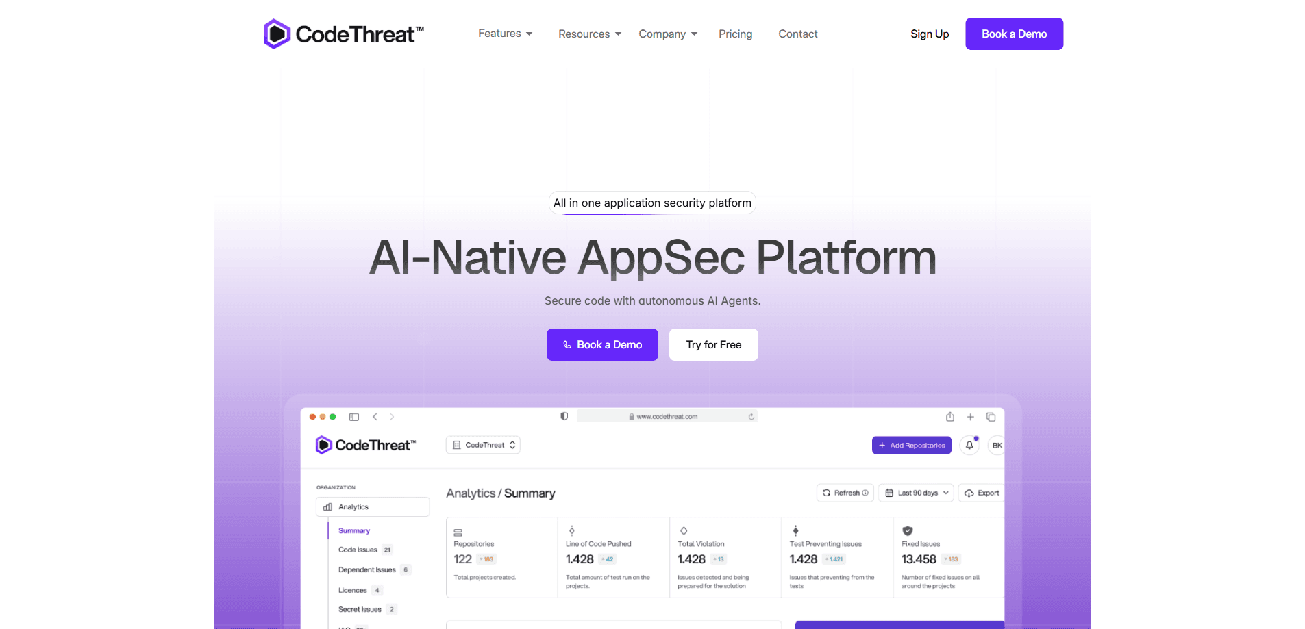 Vista previa de la interfaz de CodeThreat