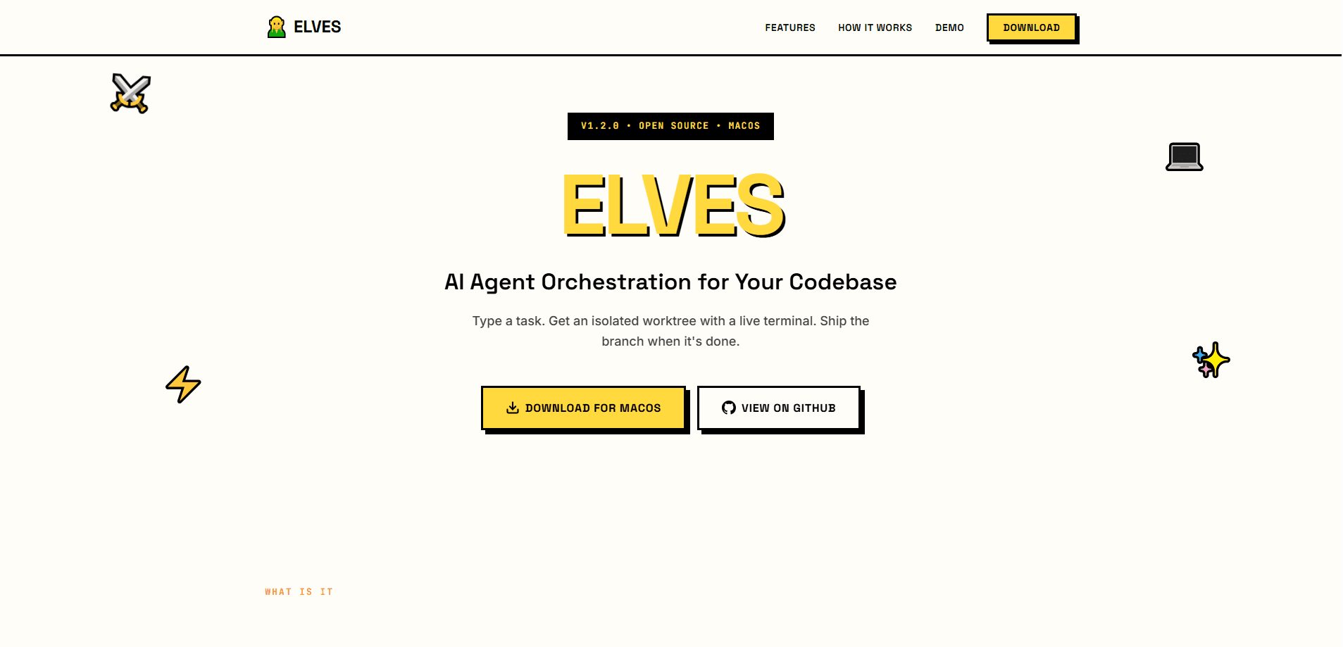 Prévia da interface de ELVES