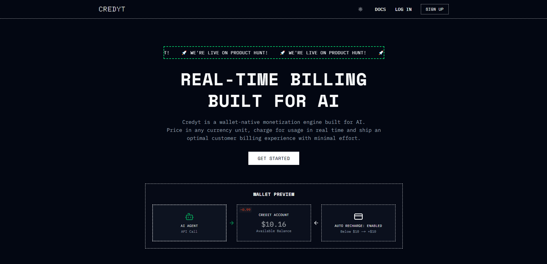 Interface preview of Credyt