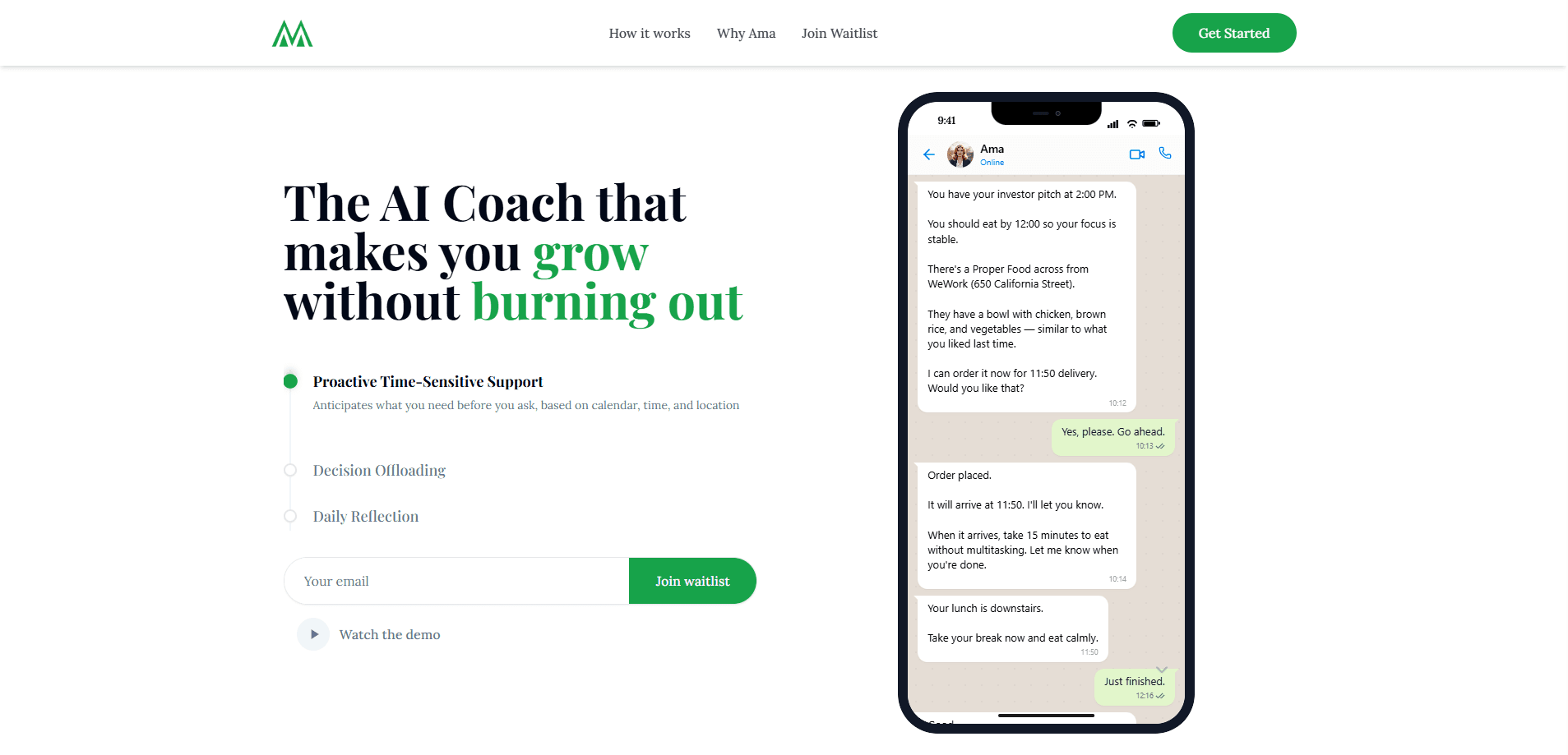 Aperçu de l'interface de Ama