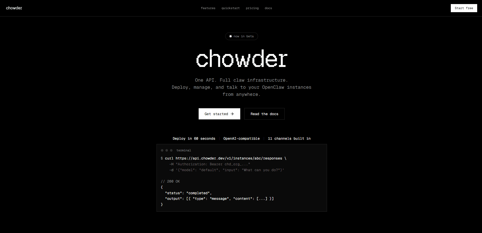 Vista previa de la interfaz de chowder.dev