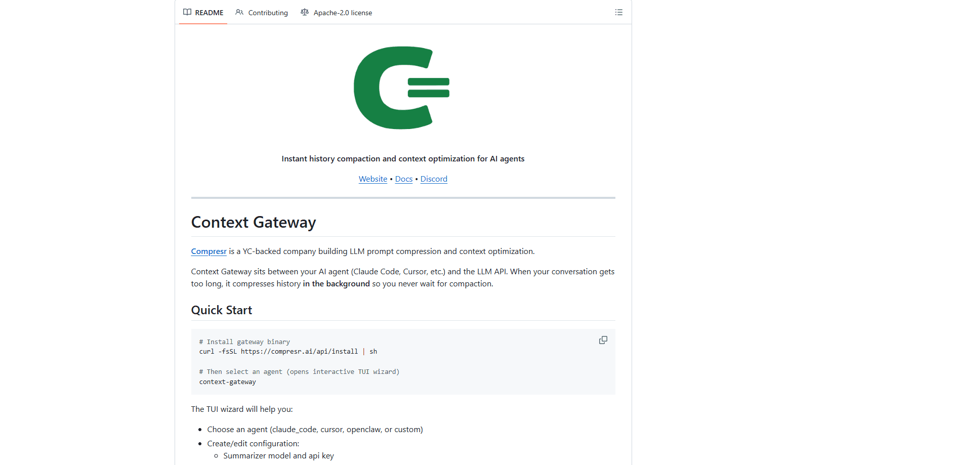 Vista previa de la interfaz de Context Gateway