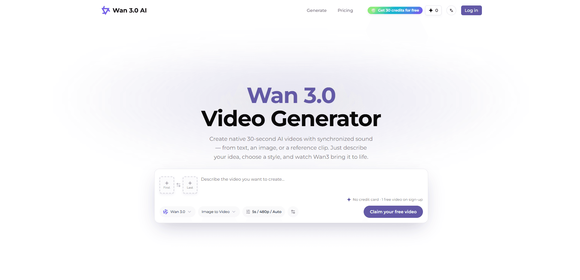 Interface preview of Wan 3.0 AI