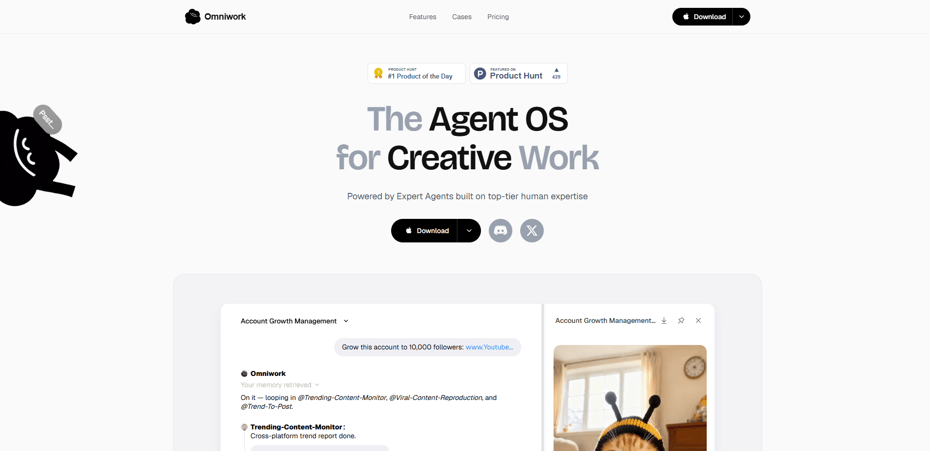 Aperçu de l'interface de Omniwork