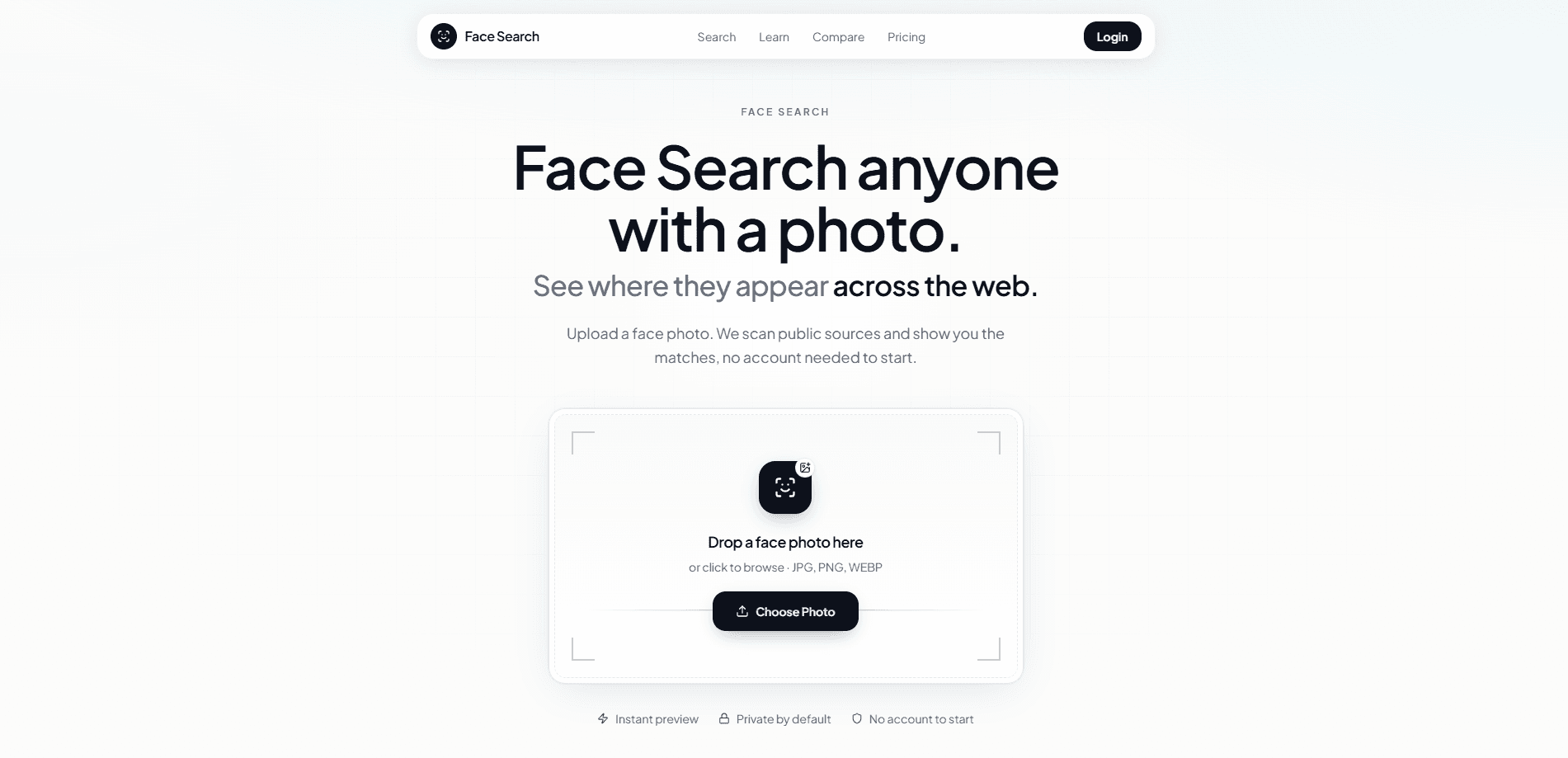 Interface preview of Face Search