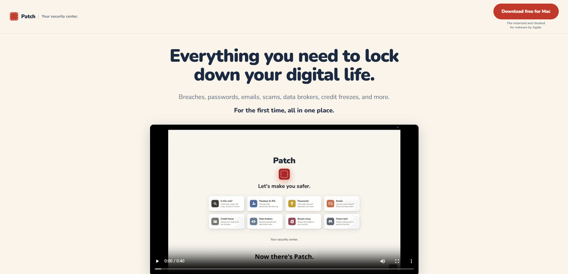 Interface preview of Patch — Your Security Center