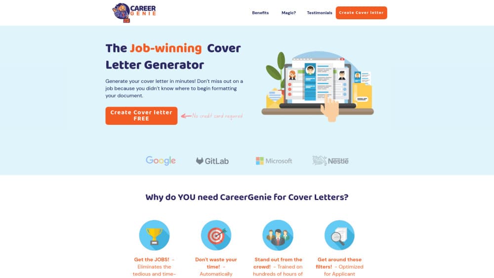 CareerGenie 的介面預覽