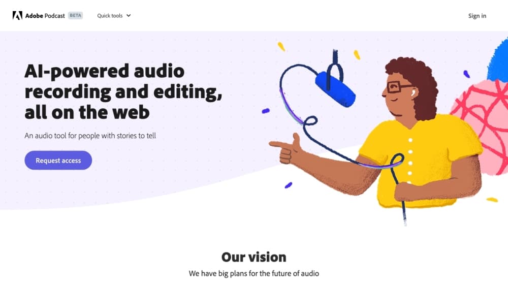 Adobe Podcast の画面プレビュー