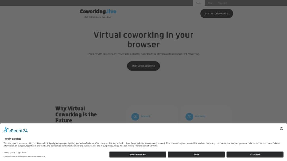 Vorschau der Oberfläche von coworking.live