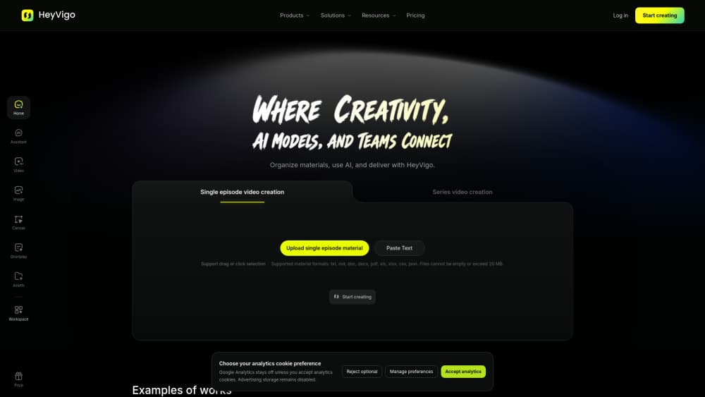 Interface preview of HeyVigo AI