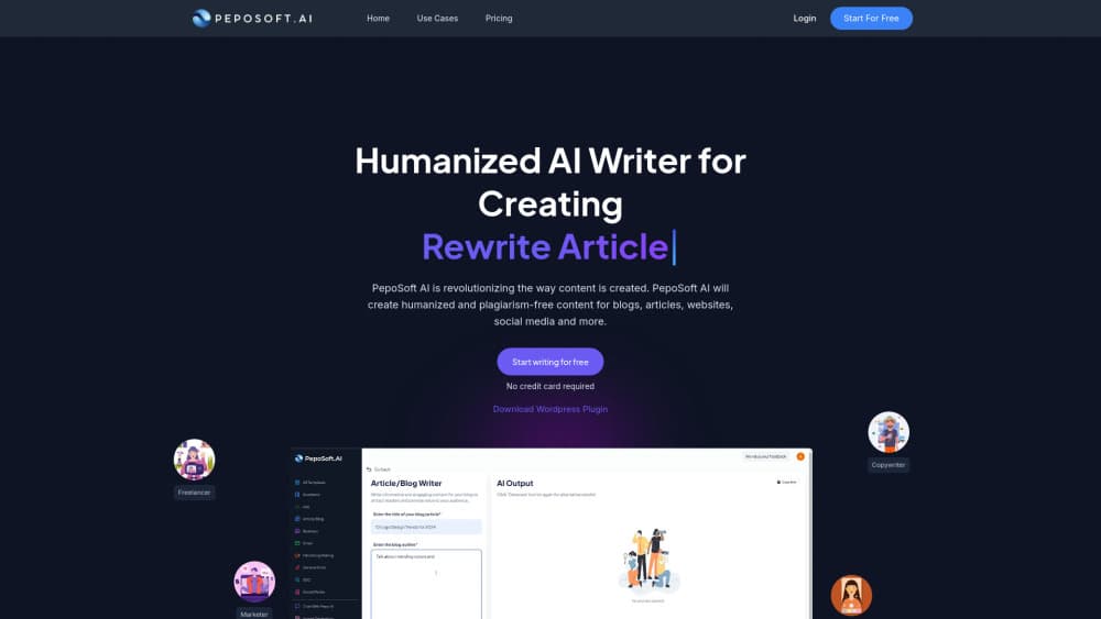 Prévia da interface de PepoSoft AI