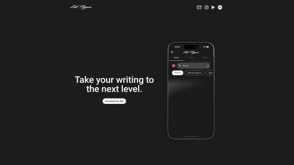Interface preview of Fast Rhymes Songwriting Studio