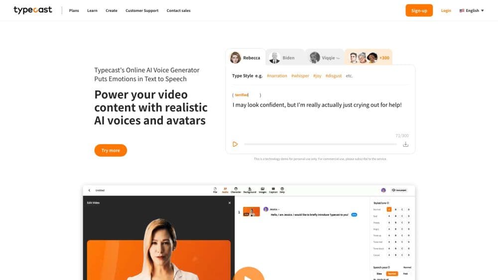 Interface preview of Typecast - AI Voice Maker