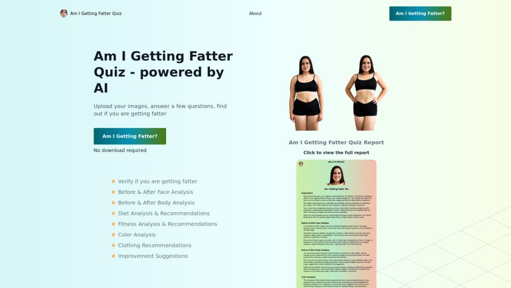 Am I Getting Fatter Quiz 的介面預覽