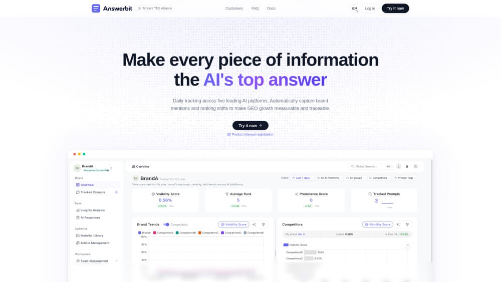 Interface preview of Answerbit