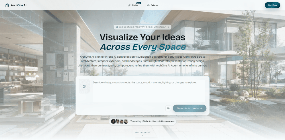 Interface preview of ArchOne AI